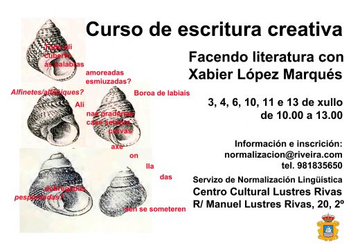 Curso gratuíto de escritura creativa no Lustres Rivas co profesor López Marqués